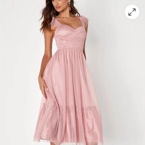 Lulu's Pink Tiered Ruffled Midi Dress